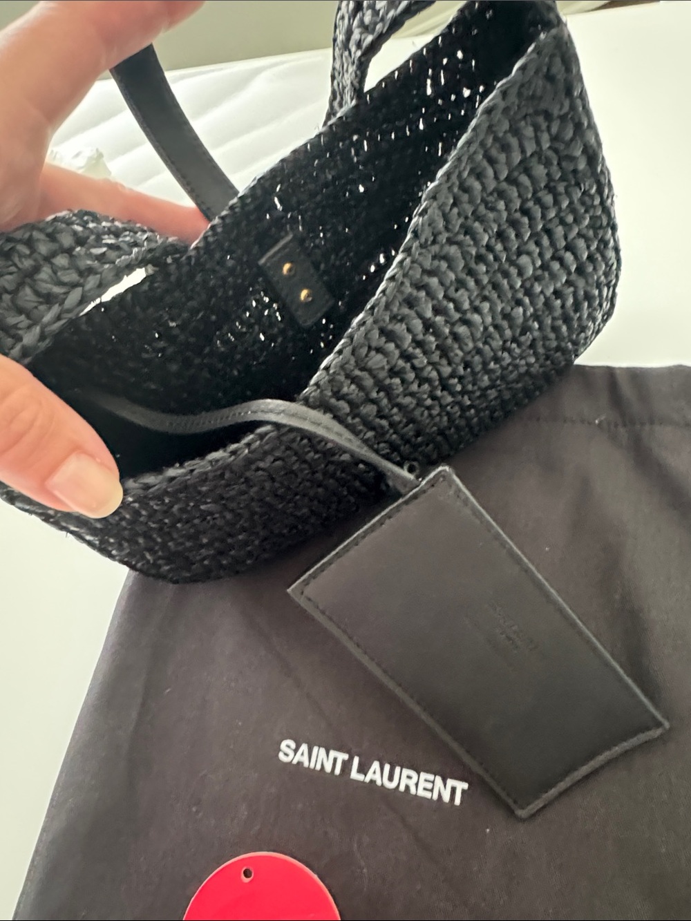Authentic Saint Laurent Mini Black Raffia LE 5 À 7 Shoulder Bag - Picture 8 of 10